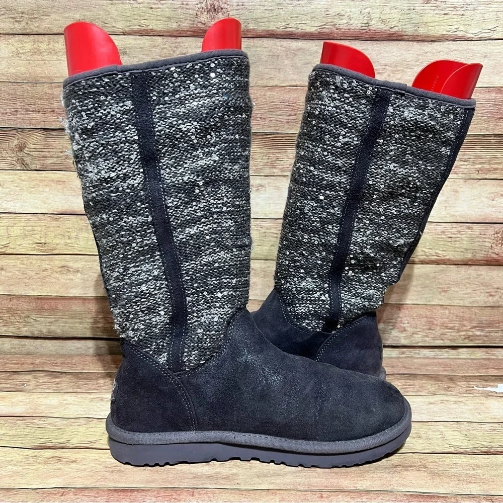 Ugg Grey Whipstitch Trim Boots